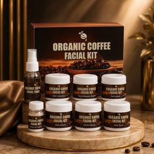 Organic Coffee Facial Kit 6 Pcs Whitening & Brightening for All Skin Types
